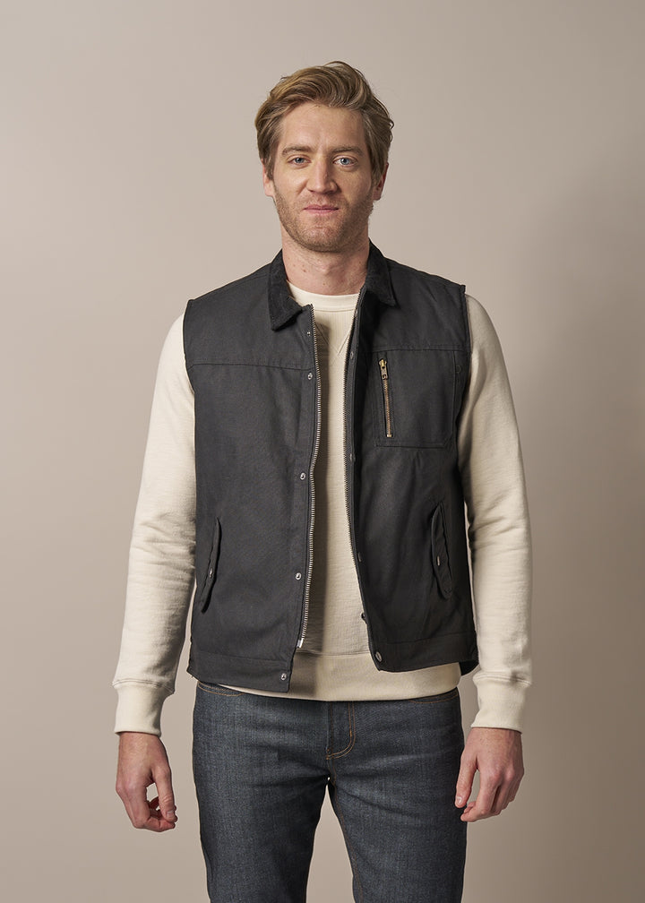 Spadina Waxed Vest - Schwarz