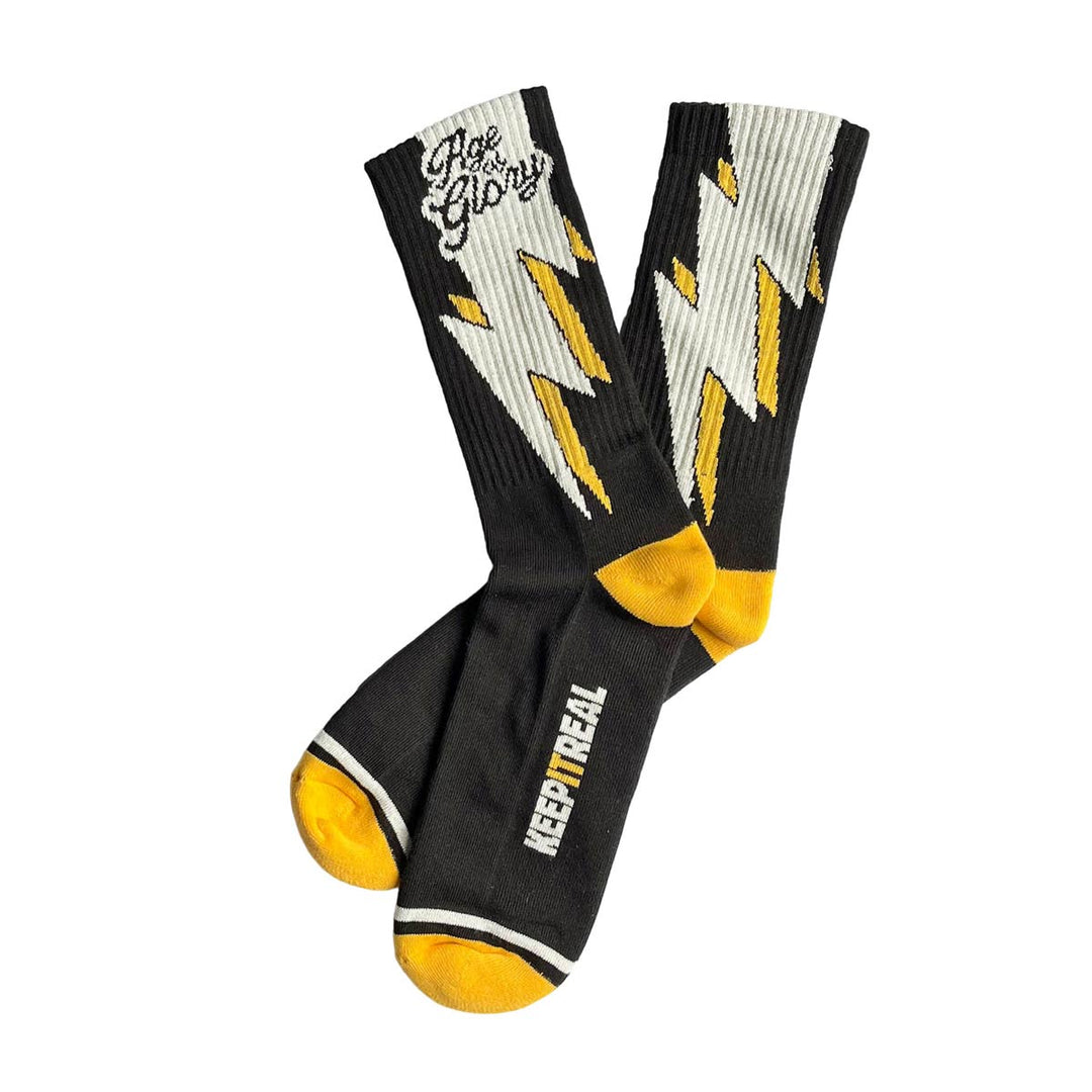 Age of Glory Bolt Socks Black Yellow Off-White