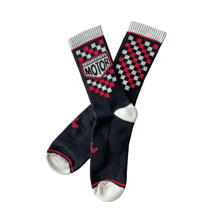 Age of Glory Enthusiasts Socks Black Red Off-White