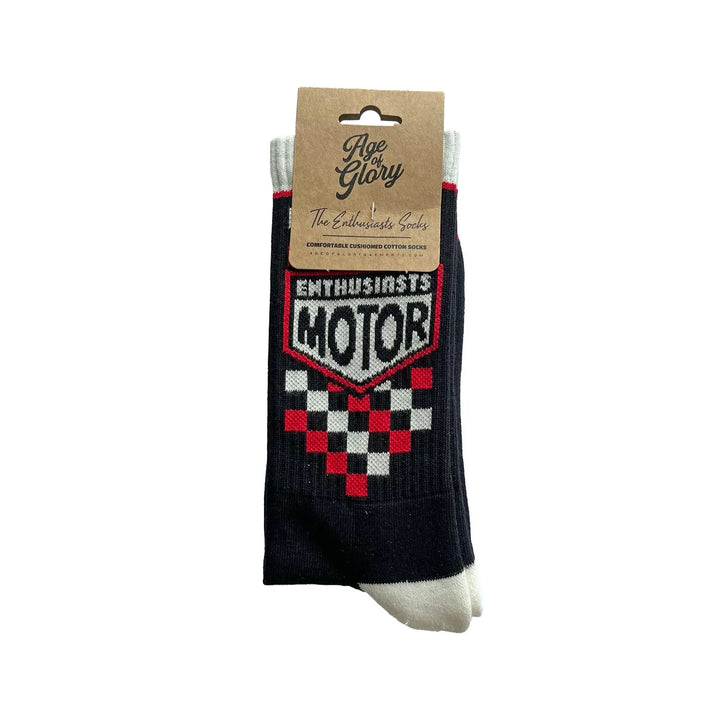 Age of Glory Enthusiasts Socks Black Red Off-White