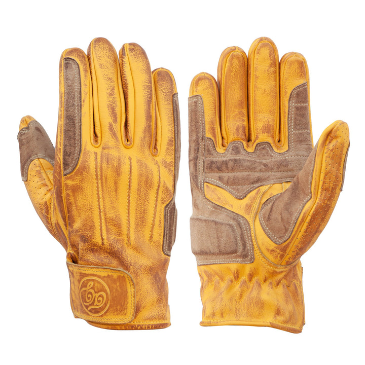 Age of Glory Rover Leather CE Gloves Waxed Gelb