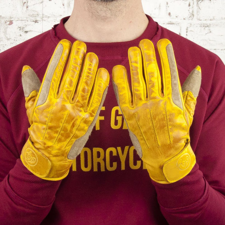 Age of Glory Rover Leather CE Gloves Waxed Gelb