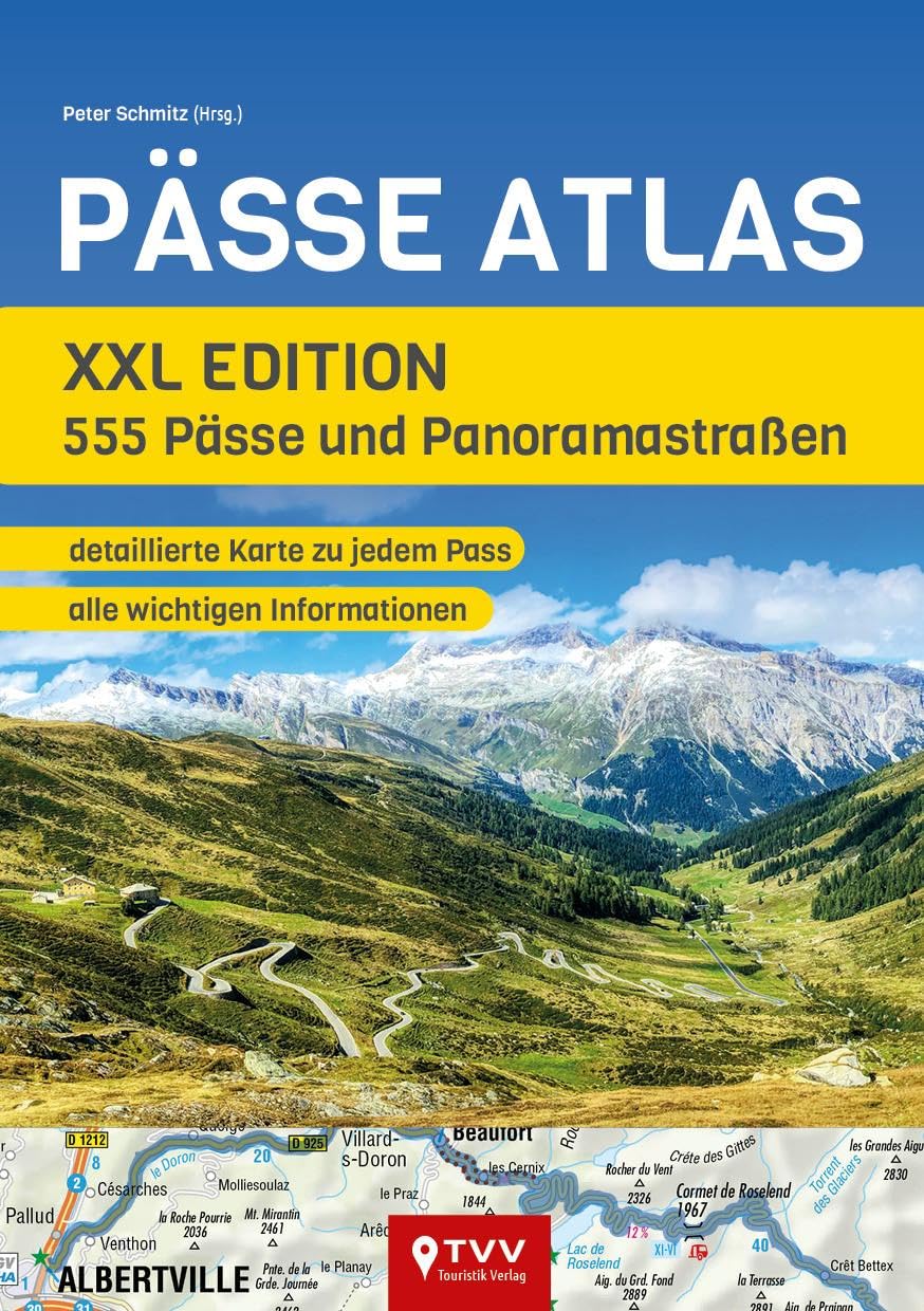 Buchcover Pässe Atlas – XXL Edition: 555 Pässe und Panoramastraßen