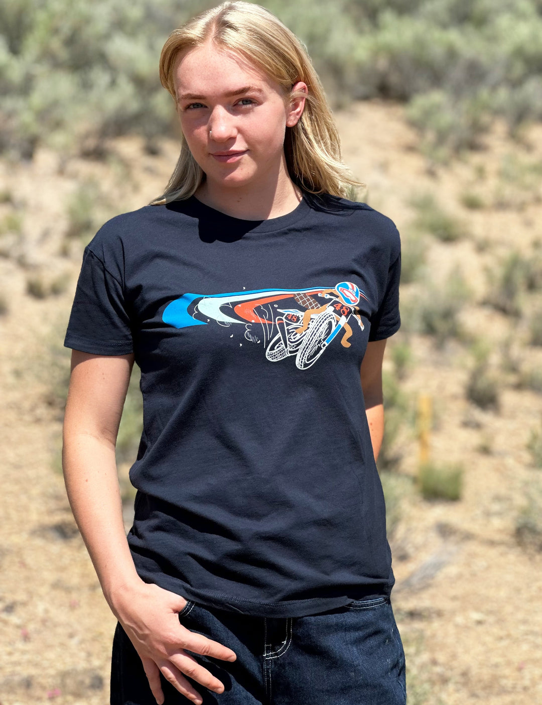 Mighty Mo Damenshirt Flat Track Beaver Navy