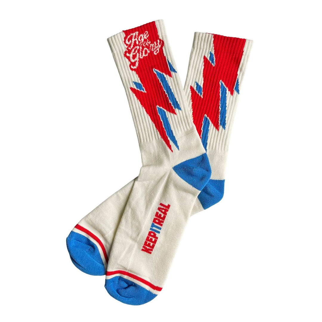 Age of Glory Bolt Socks Off-White Red Blue