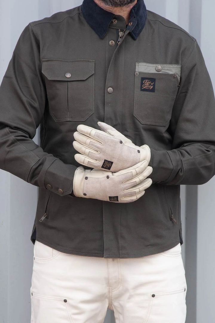 Age of Glory Crafter Leather Gloves CE Aged White
