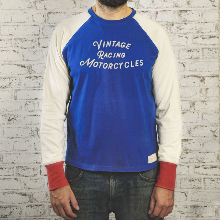 Age of Glory Heritage Raglan LS Tee Royal Blue Off-white Red