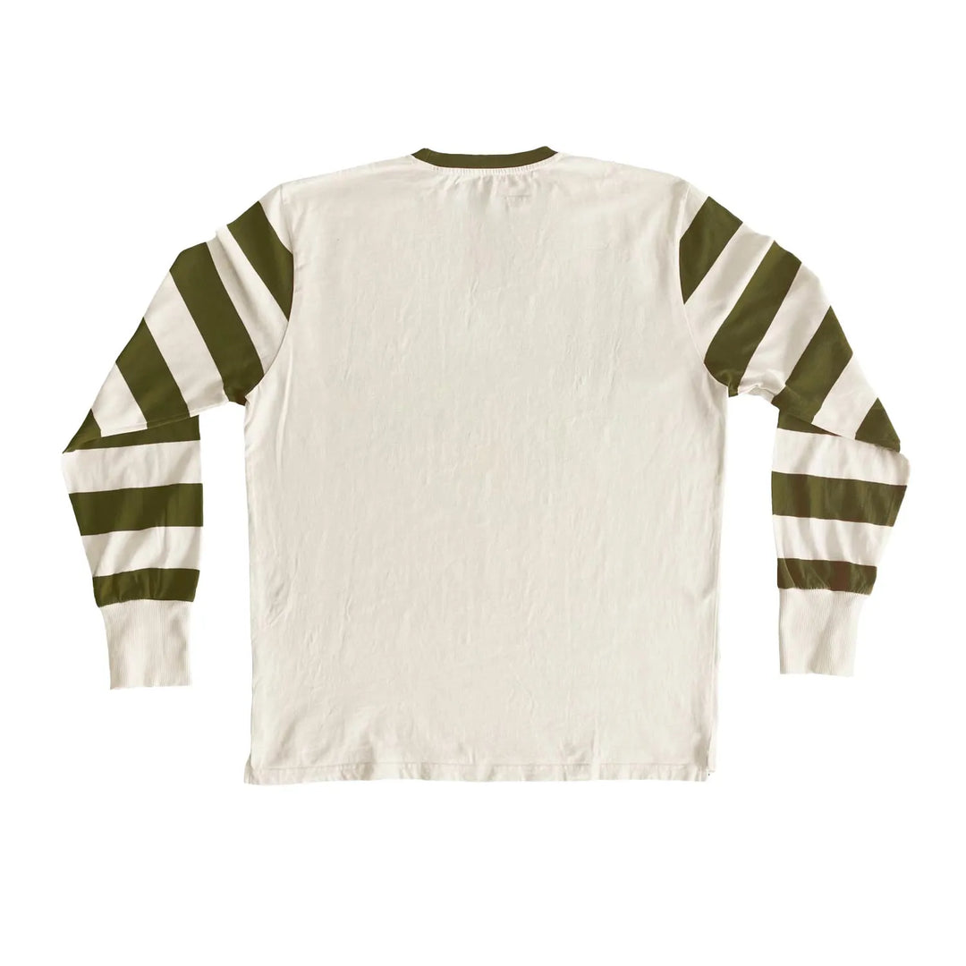 Age of Glory Ride Hard LS Stripes Tee Off-white Olive Green