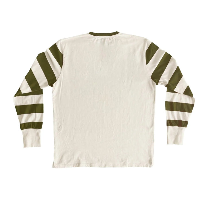 Age of Glory Ride Hard LS Stripes Tee Off-white Olive Green