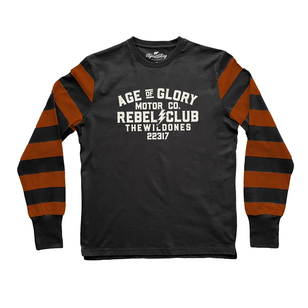 Age of Glory  The Wild Ones LS Stripes Tee Washed Black Rust