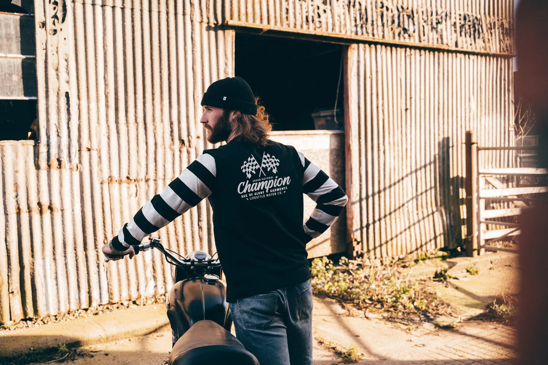 Age of Glory  Victory LS Stripes Tee Washed Black Off-white