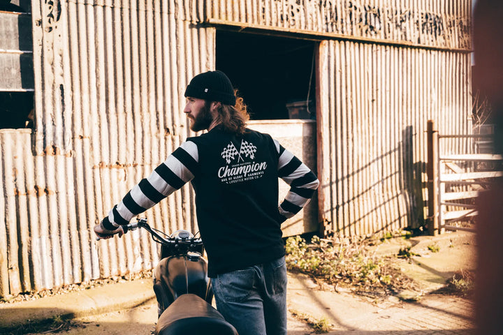 Age of Glory  Victory LS Stripes Tee Washed Black Off-white