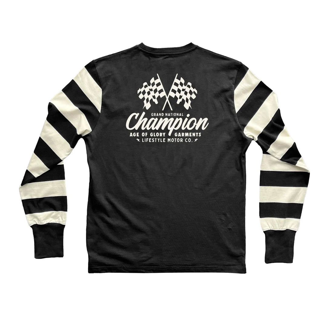 Age of Glory  Victory LS Stripes Tee Washed Black Off-white