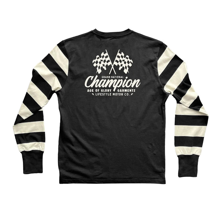 Age of Glory  Victory LS Stripes Tee Washed Black Off-white