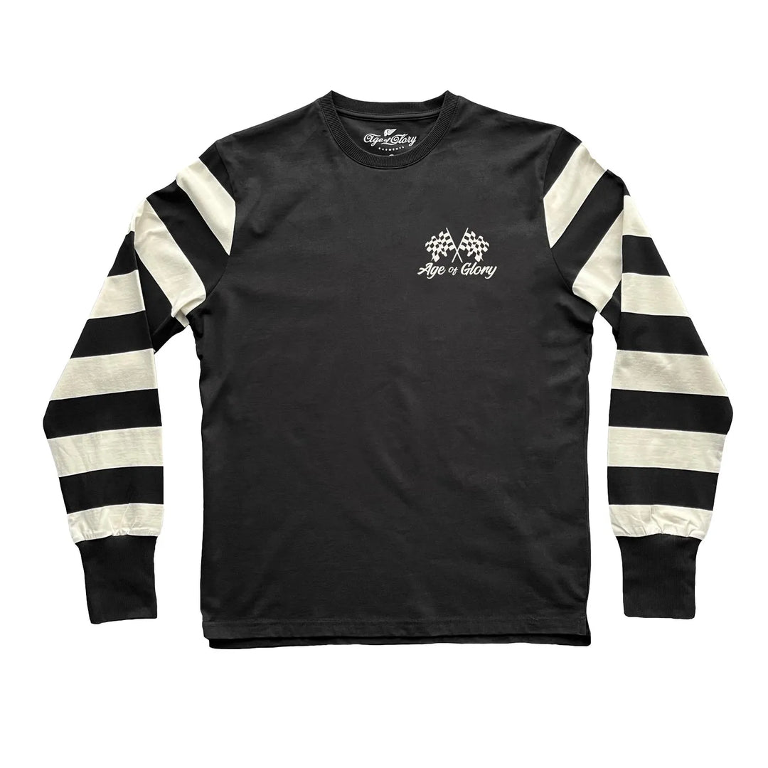 Age of Glory  Victory LS Stripes Tee Washed Black Off-white