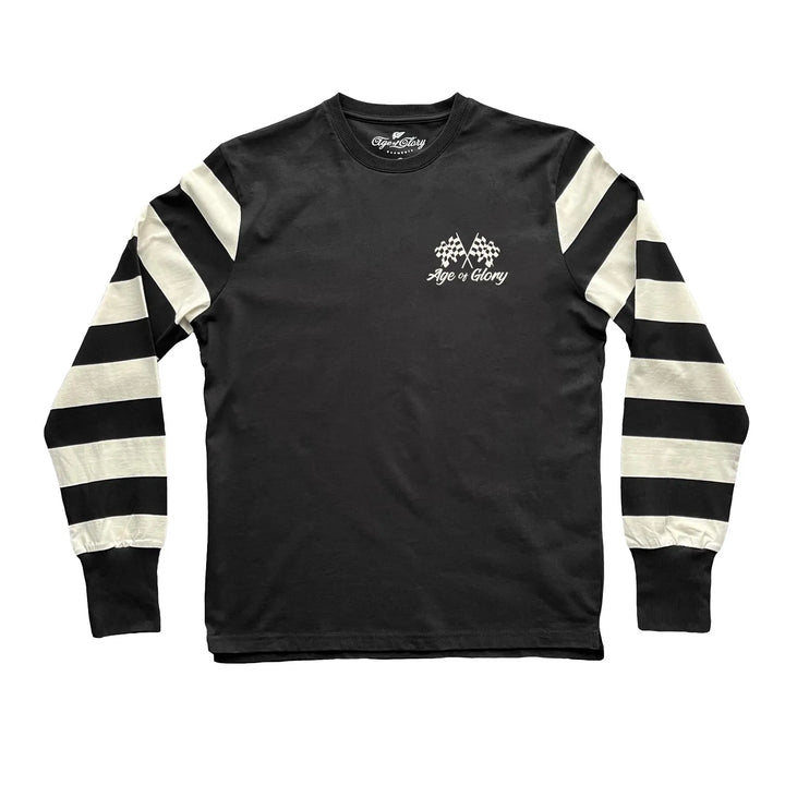 Age of Glory  Victory LS Stripes Tee Washed Black Off-white