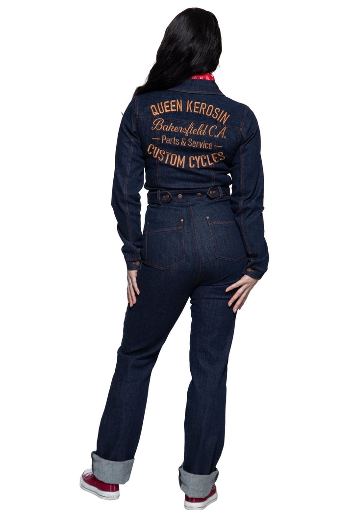 Damen Denim-Jumpsuit Bakersfield Dunkelblau – Ansicht 4
