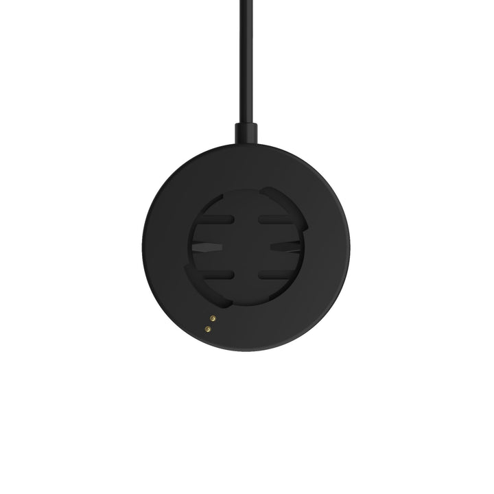 Vorderansicht des Beeline Moto Original Ladegeräts mit runder Geräteaufnahme, zwei Ladekontakten und Kabel.