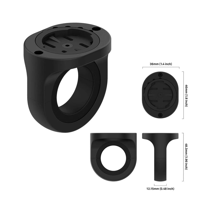 Beeline Moto Original Lenkerklemme in mehreren Ansichten mit eingezeichneten Abmessungen.