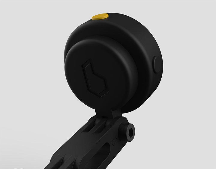 Rückansicht des am Sticky Pad Mount befestigten Beeline Moto Original mit Geräteaufnahme und Gelenk.