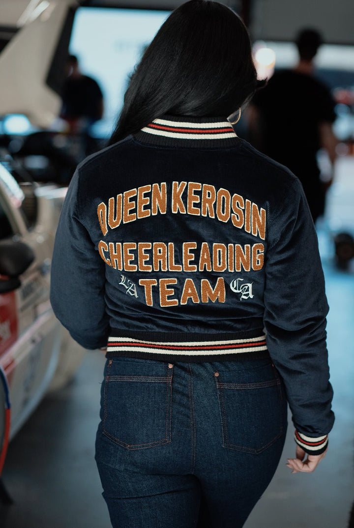 Damen Collegejacke Cheerleading Team Dunkelblau – Ansicht 8