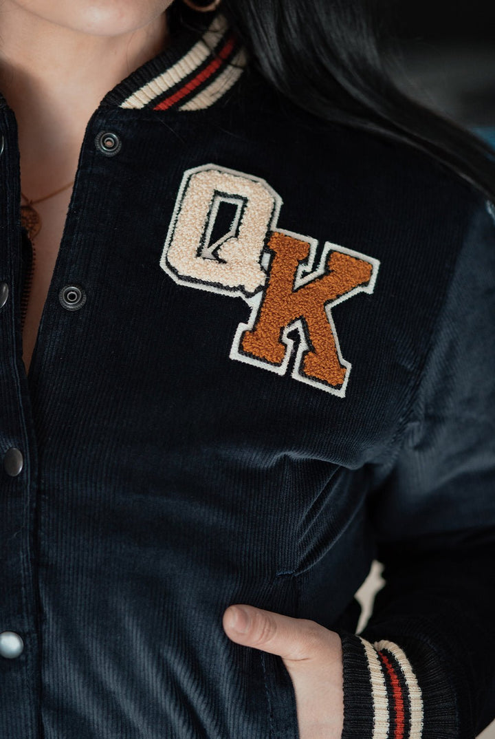 Damen Collegejacke Cheerleading Team Dunkelblau – Ansicht 9