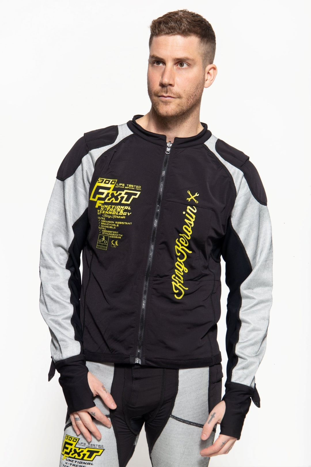 King Kerosin Motorradinnenjacke Kustombuilt Grau – Ansicht 1