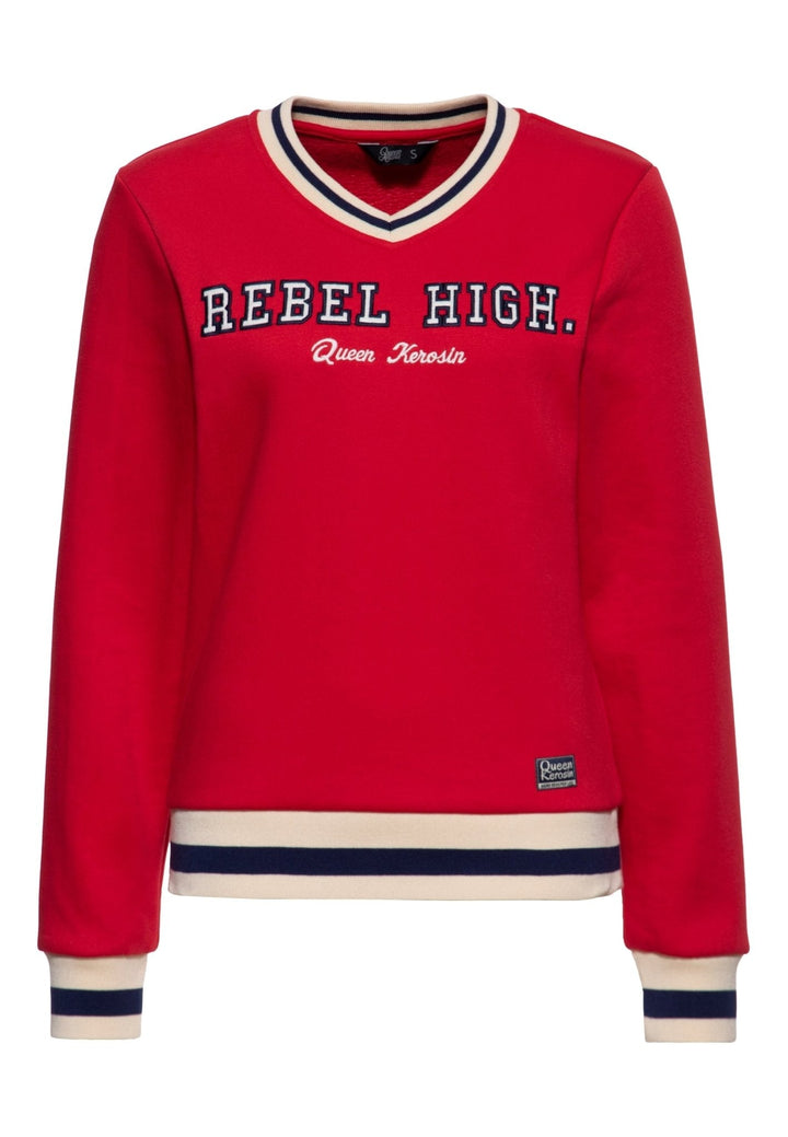 King Kerosin Damen Sweatshirt Rebel High in Bordeaux – Vorderansicht
