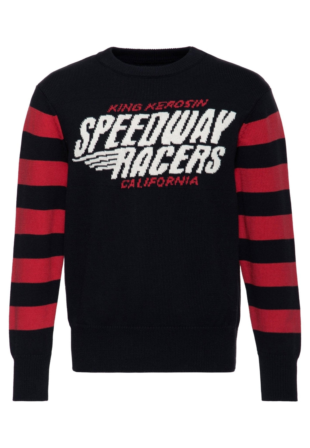 King Kerosin Speedway Racers Strickpullover Schwarz/Rot – Ansicht 2