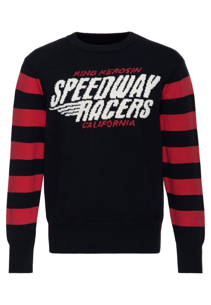 King Kerosin Speedway Racers Strickpullover Schwarz/Rot – Ansicht 2