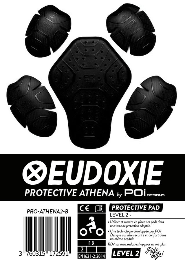 Eudoxie Athena Protektorenset in Schwarz mit fünf Teilen und abgebildetem Level-2-Etikett.